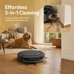 POB16SE Robot Vacuum Cleaner, 2000Pa Strong Suction, 3-in-1 Sweep & <b>Mop</b>, 90 Min Runtime Smart Home Cleaning Robot - Product Image 5