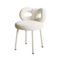 Tabouret de coiffeuse en forme d'arc en spirale en crème glacée pour femmes Chaise de maquillage de luxe pour chambre à coucher avec doublure en peau de mouton