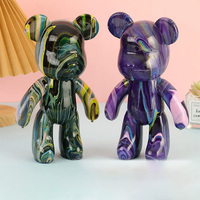 Figurine d'ours personnalisée de 18 cm/23 cm/33 cm/53 cm de haut, en couleurs artisanales, ours fluide DIY avec surface givrée, fabriqué en résine