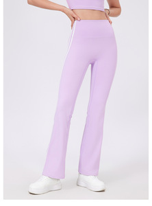 Women High Waist Side Stripe <b>Flare</b> Yoga <b>Leggings</b> Tummy Control Peach Butt Lift Stretch Pilates Gym Fitness Pants Wholesale - Product Image 2