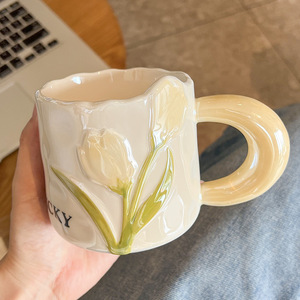 Tazza da donna in ceramica tulipano 380ml regalo fatto a mano tazza di fiori 3D per il giorno degli <span class=keywords><strong>insegnanti</strong></span> e il compleanno per il campeggio - Product Image 5