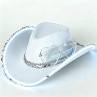 Costume de chapeau de cowboy néon LED personnalisé costume de casquette de cowgirl de l'espace pour les fêtes rave mariages carnavals-fête nouveautés nouveautés