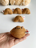 Vente en gros de biscuits de la fortune en crochet faits à la main, amigurumi, décoration alimentaire, logo personnalisé, certifié OEKO-TEX, écologique, cadeau pour enfants
