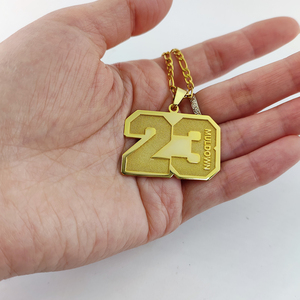<span class=keywords><strong>Collana</strong></span> Personalizzata con <span class=keywords><strong>Numero</strong></span> Portafortuna Angelo, Ciondolo Numerico 3D, Gioiello Commemorativo per Squadra - Product Image 6