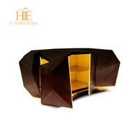 Meubles personnalisés pour villa de luxe moderne, armoire de rangement de forme irrégulière, table console en bois pour la décoration du salon
