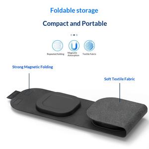Caricatore Wireless Pieghevole Tre-in-Uno Portatile da 15W con Panno Morbido per la <span class=keywords><strong>Ricarica</strong></span> Wireless di Telefoni Cellulari, Orologi e Cuffie - Product Image 2