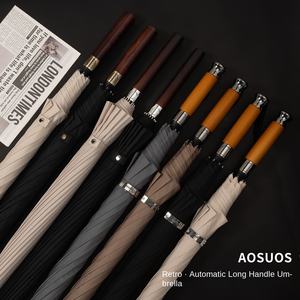 Paraguas de Golf Clásico de Madera Semiautomático, Extra Grande, para Hombre, de Negocios y Viaje, con Varillas de Hierro y Diseño Recto, Venta al Por Mayor - Product Image 5