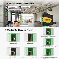 Niveaux laser industriels DEGLASERS 3x360, faisceau vert super lumineux 40mW, 12 lignes, kit laser auto-nivelant, grande capacité au lithium
