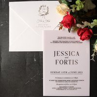 Invitations de mariage en acrylique chic noires de luxe avec dorure à chaud, motif d'orchidée, cartes d'invitation de fête prénuptiale, cartes de menu