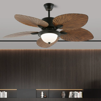 Ventilateur de plafond moderne en bois de noyer de style américain avec éclairage LED et télécommande, adapté à toute la maison, salon, salle à manger