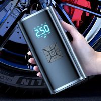 Gonfleur de pneus numérique pour vélo et voiture - Gonfleur électrique portable sans fil 12V avec moniteur de pression des pneus et lumière LED