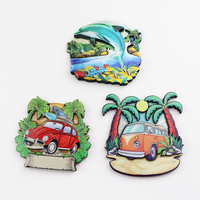 Aimant de réfrigérateur en bois MDF 3D personnalisé, souvenir de la ville de Miami, pour la décoration du réfrigérateur