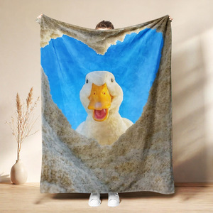 Manta de Franela con Diseño de Cara de Pato, Manta para Siesta, Reversible, Cálida y Acogedora para el Invierno, Impresión Personalizada, Venta al Por Mayor - Product Image 3