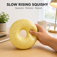 Grand jouet squishy en forme de donut, à remontée lente, imprimé moucheté, jaune, en forme d'anneau, anti-stress, cadeau de bureau