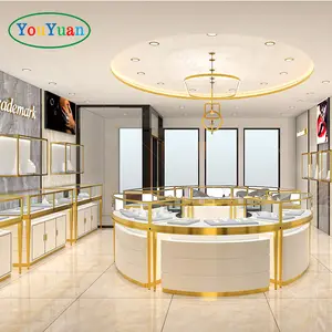 Diseño de moda ovalado redondo joyería escaparate quiosco centro comercial joyería quiosco blanco brillante móvil reloj tienda contador