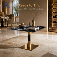 Table de salle à manger ronde de luxe QIANCHENG, fabrication moderne, plaquée or, blanche, ensemble de salle à manger intérieure, mobilier de restaurant