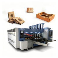 Machine entièrement automatique de fabrication de boîtes en carton ondulé, impression, rainurage et découpe, machine de fabrication de boîtes en carton à vitesse moyenne