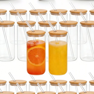 ชุดแก้วแก้วน้ำ 8 ใบ ขนาด 16 ออนซ์ 500 มล. พร้อมฝาปิด หลอดดูด แปรงทำความสะอาด รูปทรงกระป๋อง ทนความร้อน ใช้กับช่องแช่แข็งได้ ดีไซน์ทันสมัย สำหรับใช้ในบ้านและงานปาร์ตี้ - Product Image 2