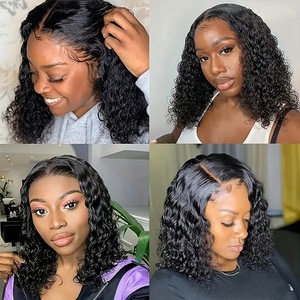 Perruques Courtes Bouclées à Raie Centrale en Dentelle Frontale, Fibre Haute Température, 12 Pouces, Effet Naturel Volumineux, Style Afrique Europe, Meilleures Ventes en Gros - Product Image 3