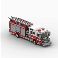 MOC-156284 Truk Pemadam Kebakaran Mini 6-Piece Puzzle Toy Building Block Set Model Dekorasi