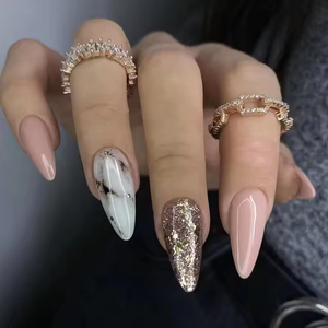 <span class=keywords><strong>Uñas</strong></span> Postizas Cortas de Lujo en Color <span class=keywords><strong>Rosa</strong></span> Nude, 24 Piezas, Reutilizables, con Pegamento, Elegantes <span class=keywords><strong>Uñas</strong></span> Artificiales de Fábrica - Product Image 2