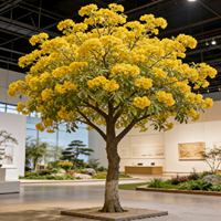 Pohon Tabebuia Buatan yang Berbunga, Pohon Bunga Palsu Realistis untuk Dekorasi Proyek Lanskap Atrium Hotel dan Pusat Perbelanjaan