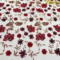 Tela de Encaje Bordada Floral de Lujo, 100% Poliéster, Tul Tejido para Vestidos de Fiesta y Textiles para el Hogar