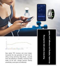 แหวนสมาร์ทวอเออร์เบิลขายดี พร้อมมาตรฐาน IP68 รองรับ IOS Android ใช้กับแอปออกกำลังกาย ติดตามสุขภาพการนอนหลับ - Product Image 6