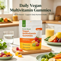 Complément Alimentaire en Gommes Multivitaminées Végétaliennes à Base de Pectine Naturelle pour Adultes, Marque Blanche, Haute Concentration, Personnalisable en Gros