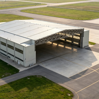 Hangar d'avion moderne à grande portée sans colonnes en structure acier anti-corrosion, protection incendie, revêtement de sol époxy haute résistance, garantie 20 ans