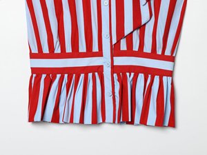Zevity Nuova Camicetta Senza Maniche da Donna con Motivo a Righe e Abbinamento di Colori Vintage, Top Slim con Volant e Fiocco - Product Image 6