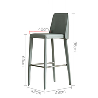 Tabourets de bar avec dossier en cuir de selle, cadre en acier inoxydable, écologiques, durables, pour hôtel, salle à manger, salon, design moderne, haut