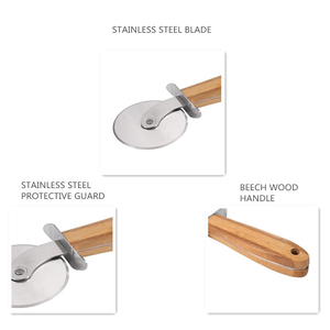 Roulette à pizza durable en acier inoxydable avec manche en bois - Product Image 3