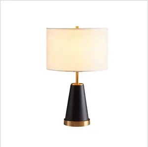 Nordic home decoration metal base table lamp cloth lampshade bedroom home hotel bedside table lamp living room lamp