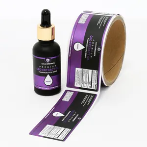 Adesivo de etiquetas de produto de embalagem, impressão personalizada tamanho regular de garrafa cosmética de vinil