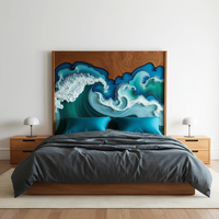 Cabecera de Cama Hecha a Mano con Resina Epoxi y Madera SACK |   Muebles de Dormitorio Modernos de Lujo, Artísticos, de Madera Maciza, Personalizables, con Acabado Térmico