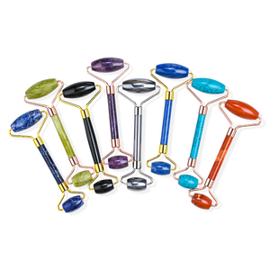 Rullo di giada naturale di alta qualità all'ingrosso rullo per il <span class=keywords><strong>viso</strong></span> strumento per la cura della pelle Logo personalizzato massaggiatore a rullo in <span class=keywords><strong>pietra</strong></span> di quarzo di cristallo - Product Image 2