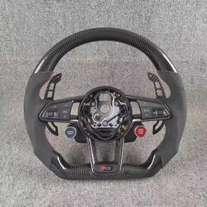 Volante Deportivo en Forma de D de Fibra de Carbono y Cuero para <span class=keywords><strong>Audi</strong></span> R8 TT Mk2/Mk3 B8 RS TTS TTRS RS3-7 <span class=keywords><strong>A3</strong></span>-A8 Q3-Q7 - Product Image 2
