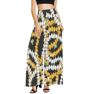 <span class=keywords><strong>Pantaloni</strong></span> Palazzo Stile Hawaii per Donna, Stampa su Richiesta, Vendita all'Ingrosso, <span class=keywords><strong>Pantaloni</strong></span> Casual Elasticizzati e Fluidi - Product Image 1
