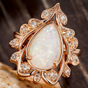 Elegante Anello a Goccia con Foglia, Design Grano Fresco, Gioielli Moda Donna, Uso Quotidiano, Regalo Chic - Product Image 5