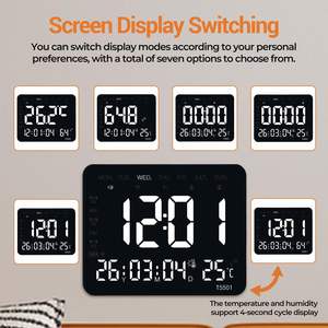 นาฬิกาตั้งโต๊ะดิจิตอลเวลาวันที่อุณหภูมิความชื้นจอแสดงผลปลุกซูนซ์นาฬิกาปลุกห้องนอนสำนักงานห้องนั่งเล่นตกแต่งบ้านทันสมัยมีสไตล์ USB - Product Image 3