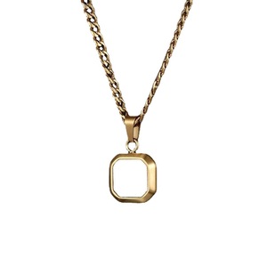 Hochwertige Edelstahl-Halskette für Herren mit Opal-Gold-Design und quadratischem Anhänger - Product Image 5