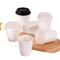 Tasse à café jetable en papier enduit PE avec couvercle à double paroi pour boissons chaudes, boissons énergisantes, tasses à café à emporter avec logo personnalisé