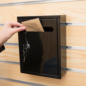Boîte aux lettres murale extérieure en acier noir verrouillable, antivol, sécurisée, HU-BUY, installation facile, durable, étanche, pour la maison - Product Image 5