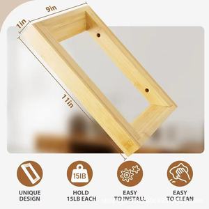 <b>Wall</b> <b>Mounted</b> Bamboo Bookshelf Floating <b>Shelf</b> For Bedroom Living Room Storage Organization Durable Natural Color - Product Image 4