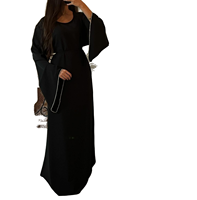 Nouvelle Robe Longue Ample à Manches Longues avec Chaîne et Poignets Décoratifs pour Femme, Style Musulman Amincissant, Toutes Saisons