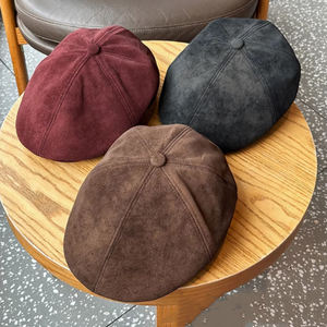Mũ beret polyester màu trơn tùy chỉnh, chất liệu nhung mềm, kiểu mũ lưỡi trai, mũ phẳng, mũ nghệ sĩ màu trơn, mũ kiểu vintage, mũ newsboy - Product Image 4