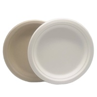 Assiettes Rondes Compostables en Bagasse de Canne à Sucre Sans PFAS de 8,75 Pouces pour le Camping