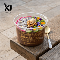 Bols à açaï jetables en plastique PET transparent de 8oz/12oz/16oz/24oz/32oz avec couvercles en dôme ou plats, bols jetables transparents pour açaï