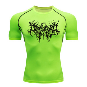 T-shirts de compression à séchage rapide et haute élasticité personnalisés pour hommes, manches courtes, course à pied, gym, fitness, boxe, vêtements de sport, look sportif - Product Image 5